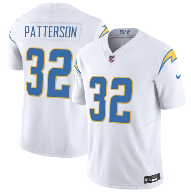 Men's Los Angeles Chargers #32 Jaret Patterson White 2025 F.U.S.E. Vapor Limited Stitched Football Jersey